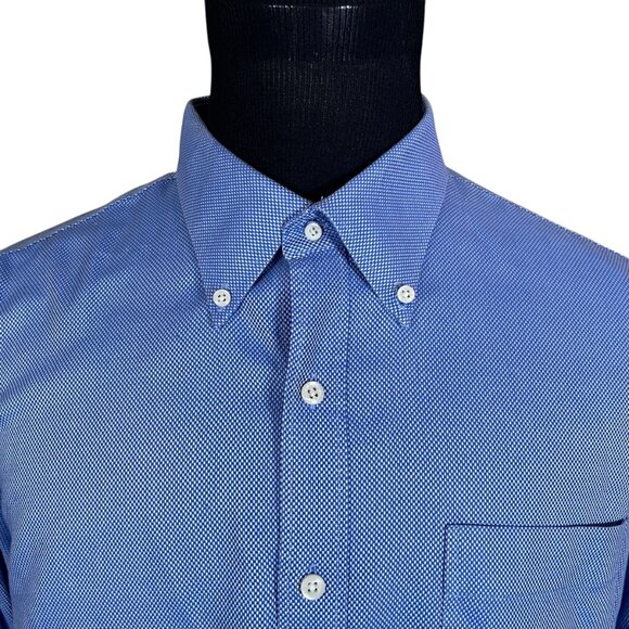 Peter Millar Men's Nanoluxe Blue Long Sleeve Button Down Shirt 2XL - Picture 3 of 10